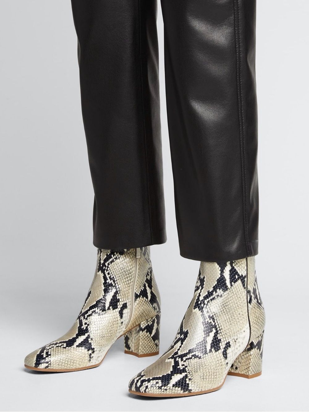 Aquatalia Dora Snake Print Leather Ankle Boots Waterproof Italy 9.5 Block Heel